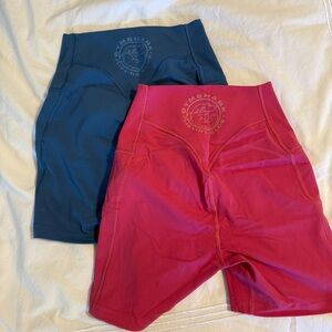 Gymshark Women's Shorts - Blue and Pink LEGACY